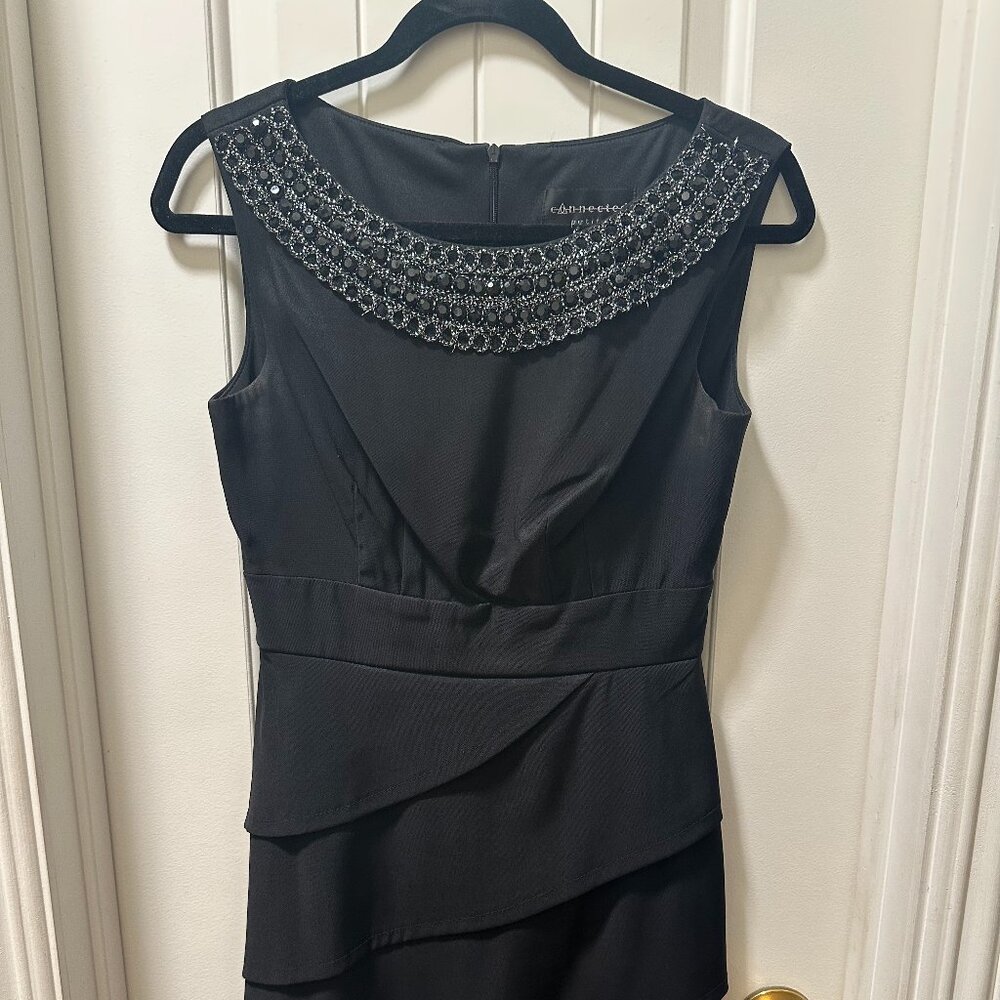 Connected Apparel Petite Black Beaded Dress